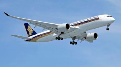 Singapore Airlines vliegtuig in de lucht
