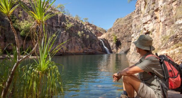 Kakadu Baramundi Falls uitrusten van wandeling