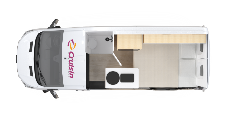 Floorplan nacht van de Cruisin' Rover camper