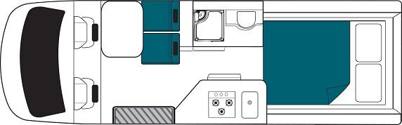 Floorplan nacht van de Maui Ultima camper in Australië