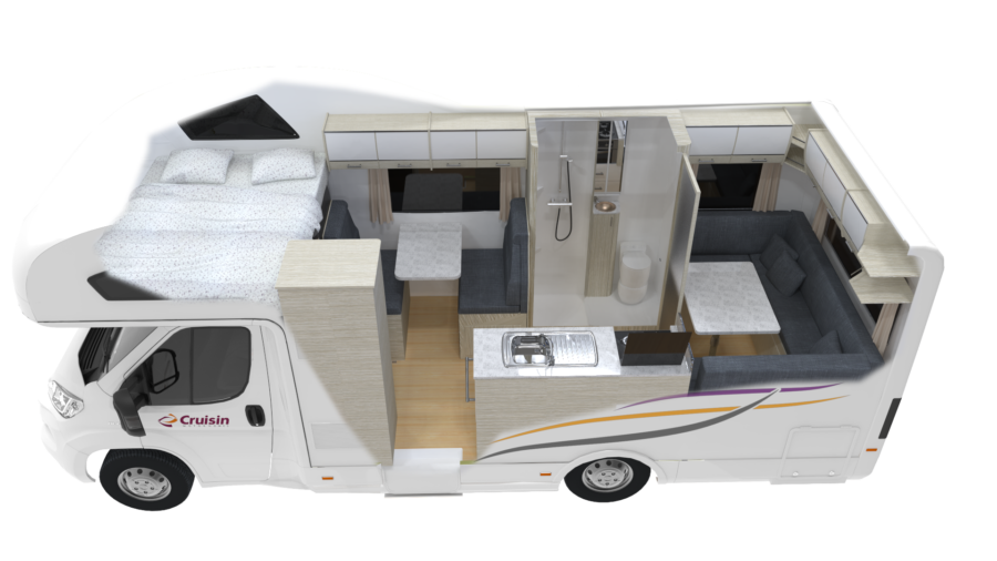 Cutaway overdag van de Cruisin' 6 Berth Deluxe