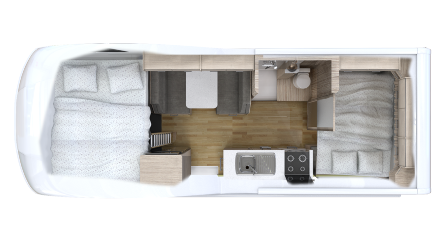 Layout s'nachts van de Cruisin' Adventurer