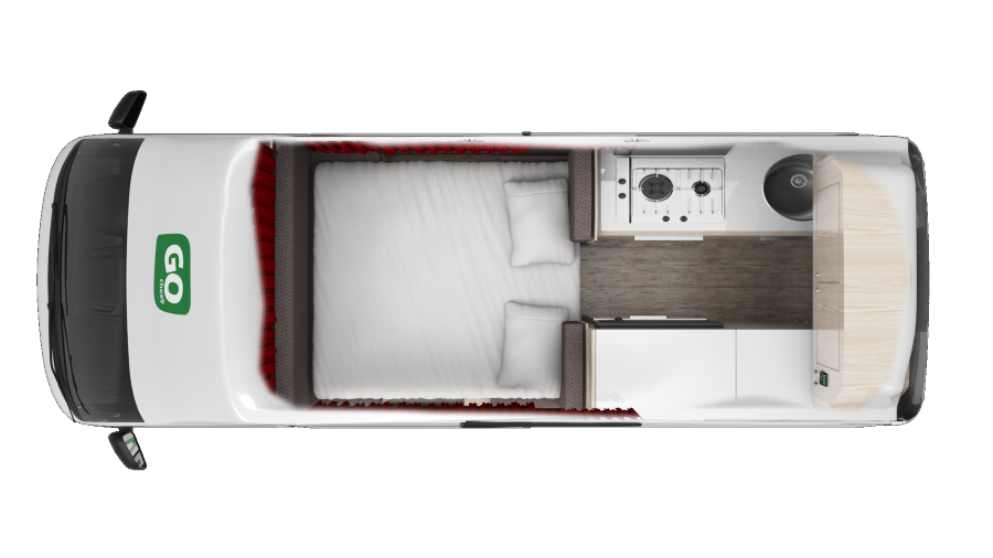 Layout s'nachts van de Go Cheap 2 Berth Hitop