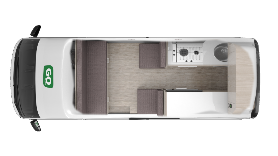 Layout overdag van de Go Cheap 2 Berth Hitop