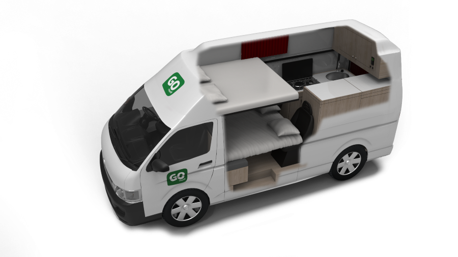 Cutaway s'nachts van de Go Cheap 4 Berth Hitop