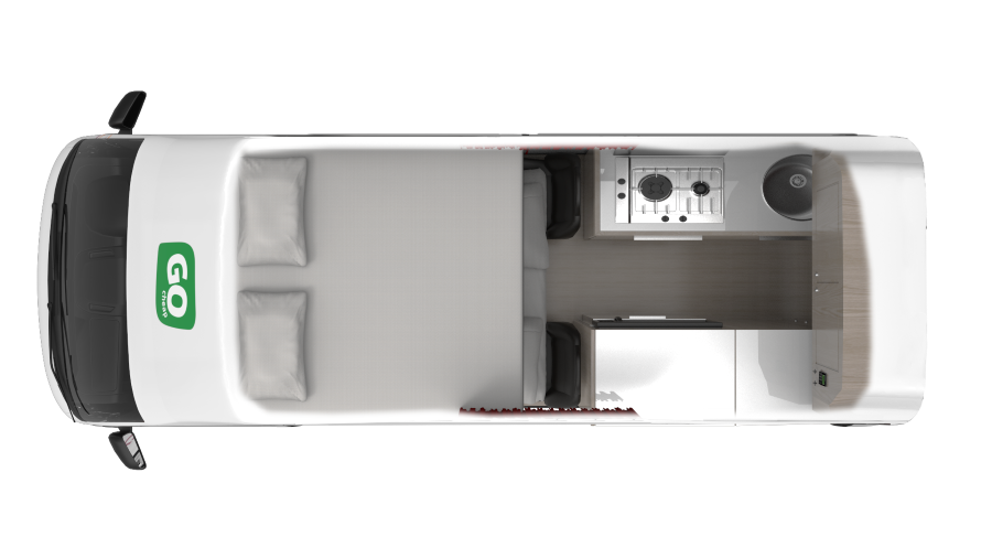 Layout s'nachts van de Go Cheap 4 Berth Hitop