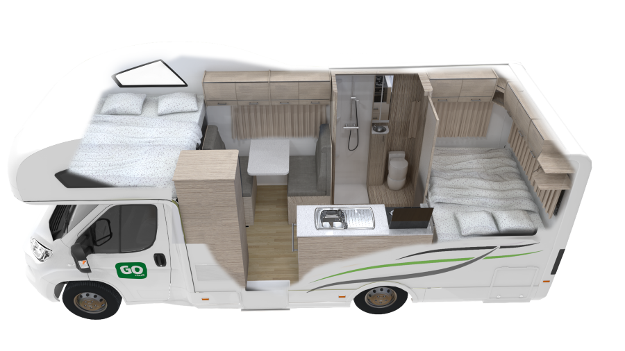 Cutaway s'nachts van de Go Cheap Henty
