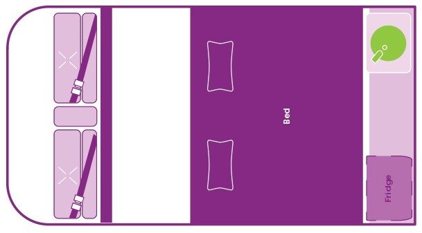 Layout s'nachts van de Jucy Coaster