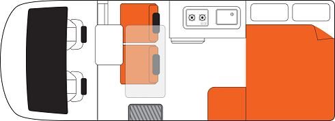 Floorplan dag van de Apollo Endeavour met pop up rooftop tent in Australië en Nieuw-Zeeland