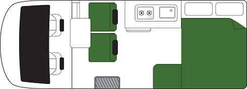 Floorplan van de Britz Hitop 2027/2028 dag en nacht