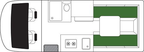 Britz Trailblazer Australië floorplan dag