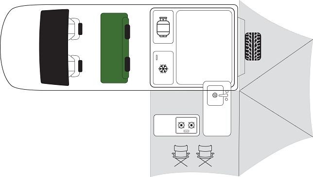Britz Warrior 4WD Australië floorplan dag