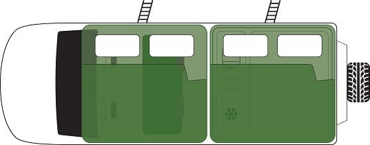 Britz Warrior 4WD Australië floorplan nacht