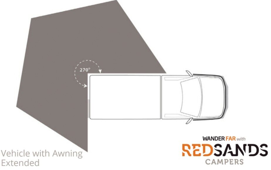 RedSands 4WD - plattegrond toont 270 graden luifel
