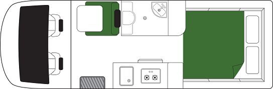 Floorplan nacht van de Britz Venturer in Nieuw-Zeeland in het jaar 2027/2028