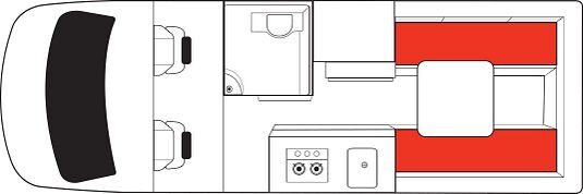 Floorplan dag van de Mighty Duo camper in Australië
