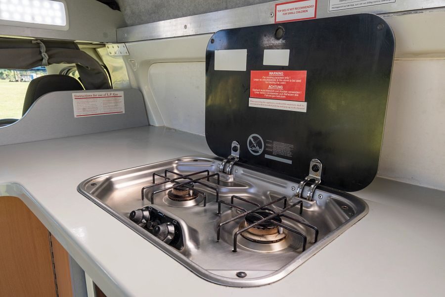 De gaspitten in de keuken van de Mighty Lite HiLITE in Australië
