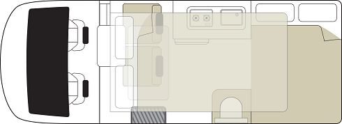 Floorplan nacht van de Mighty Lite DeLITE in Nieuw-Zeeland