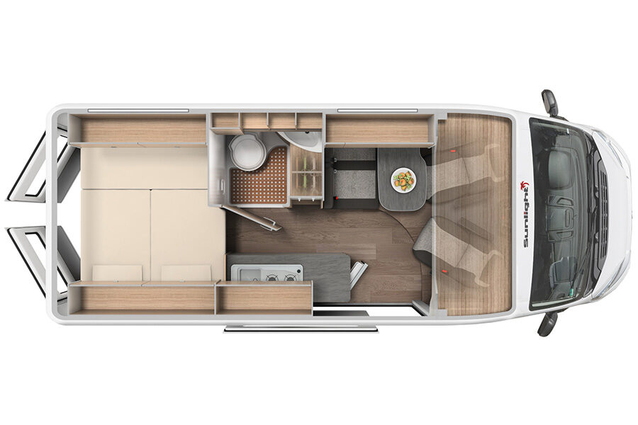 Floorplan van de McRent Urban Plus camper