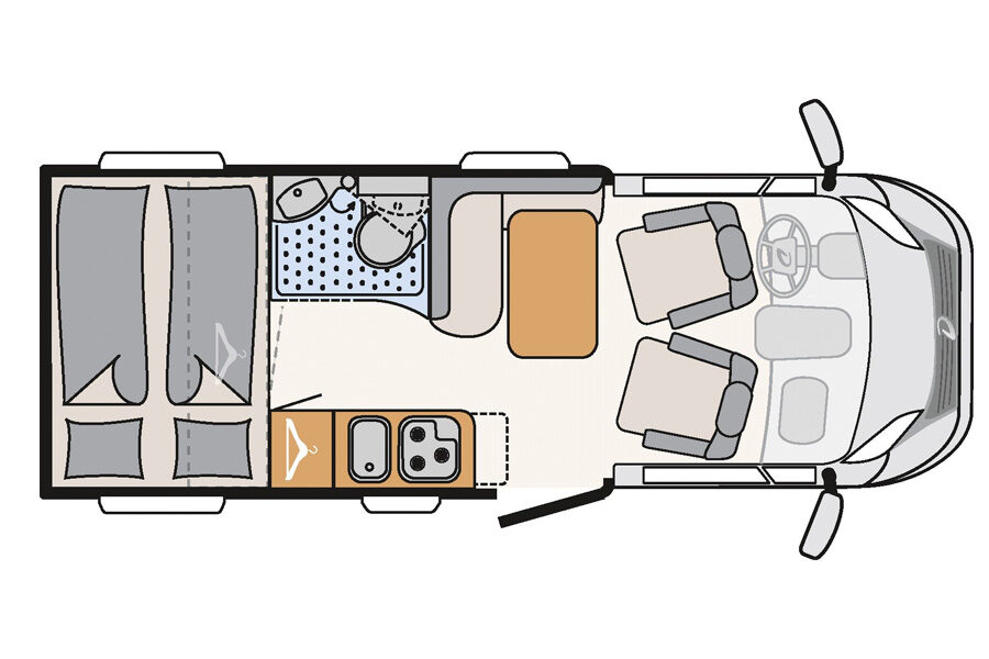 Floorplan layout 4 van de McRent Compact Plus in Nieuw-Zeeland