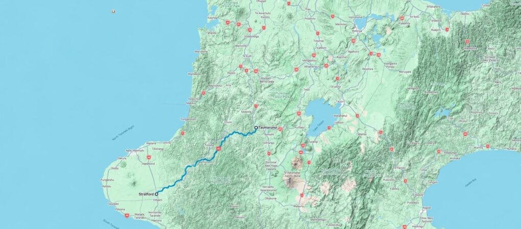 Kaart waarop de Forgotten World Highway is aangegeven