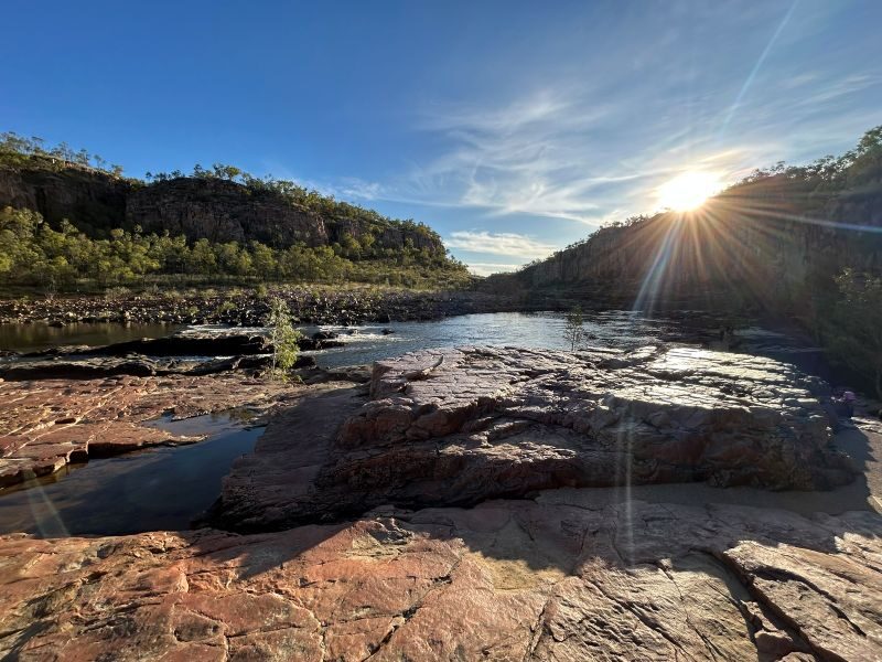 Ondergaande zon in de Katherine Gorge