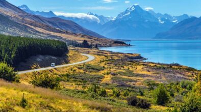 Weg naar Aoraki Mount Cook National Park