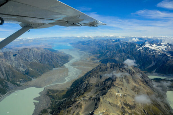 Uitzicht vanuit de scenic flight over Mount Cook National Park