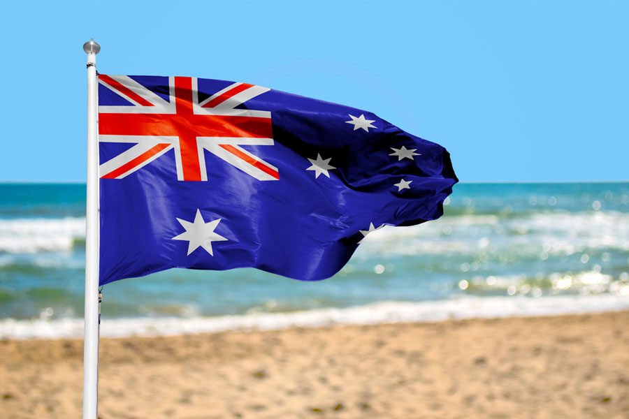 Vlag van Australië op het strand
