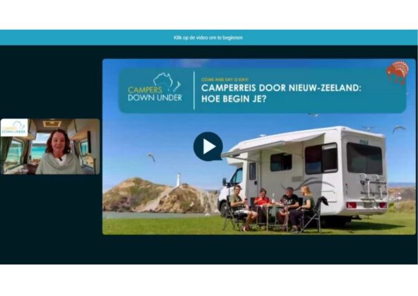 Webinar Nieuw-Zeeland op laptop met Karin