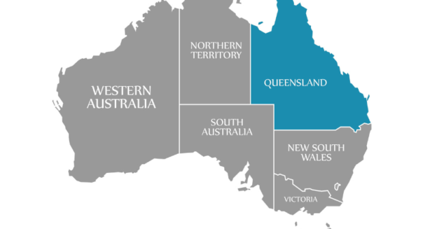 Kaart Australië Queensland uitgelicht