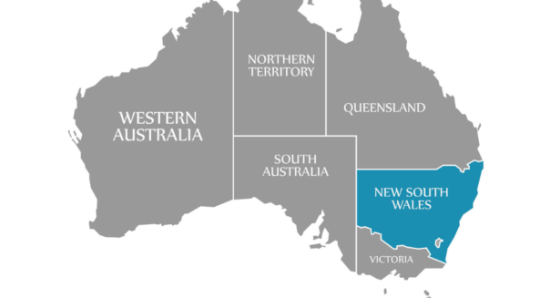 Kaart Australië New South Wales uitgelicht