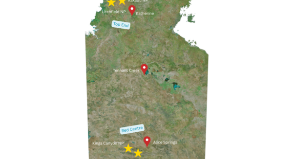 Northern Territory kaart met highlights