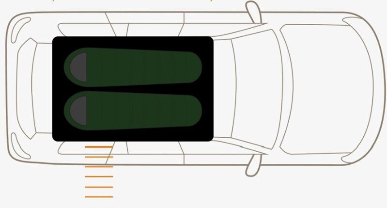 Adventure Rentals Toyota Prado 4WD camper floorplan
