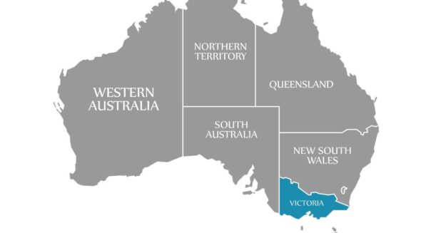 Staat Victoria op de kaart van Australië