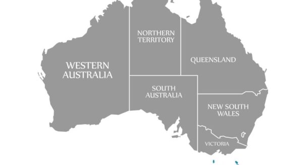 Staat Tasmania op de kaart van Australië